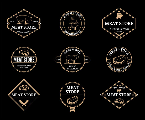 Meat Store Labels and Design Elements - Vector, Image