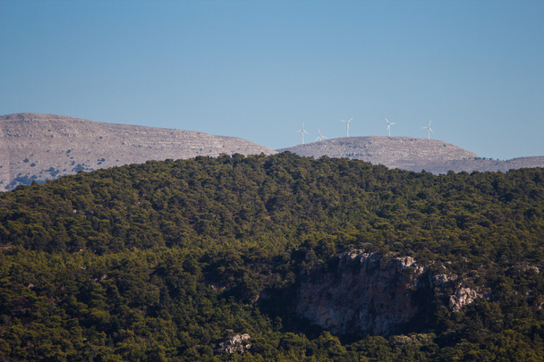 θέα θάλασσα βουνά δασώδη Ρόδος Ελλάδα - Φωτογραφία, εικόνα