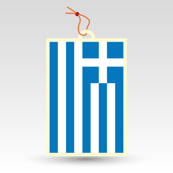 greek price tag - symbol of made in greece - label with national flag and string - Vector, Image