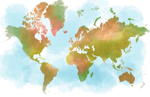 Akvarell sima világtérképet - Fotó, kép