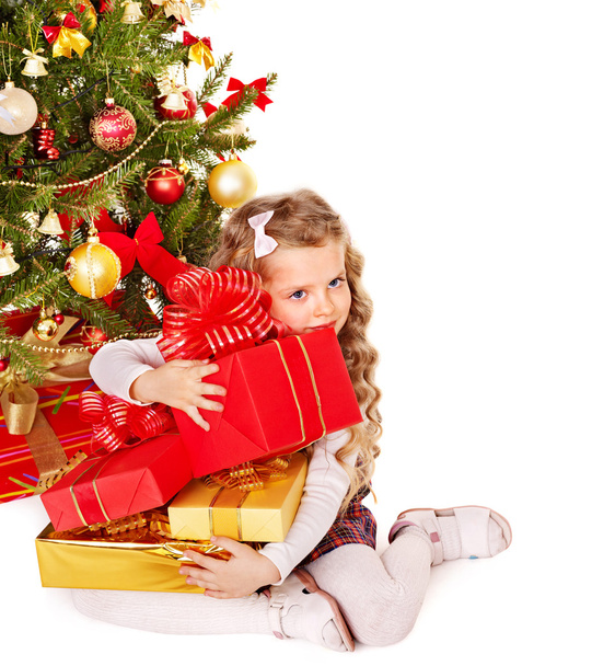 Kid with Christmas gift box. - Foto, Imagem