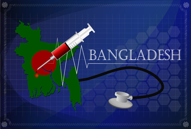 Bangladeshin kartta stetoskoopilla ja ruiskulla
. - Vektori, kuva