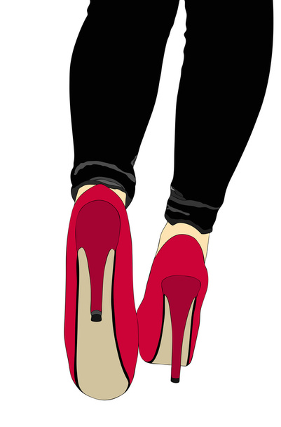 Láb és a cipő sarka szám 022 - illusztráció reprezentatív lábak és egy nő magas sarkú cipők - Fotó, kép