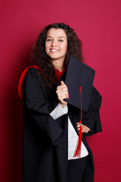 Estudante feminina em vestido de formatura
 - Foto, Imagem