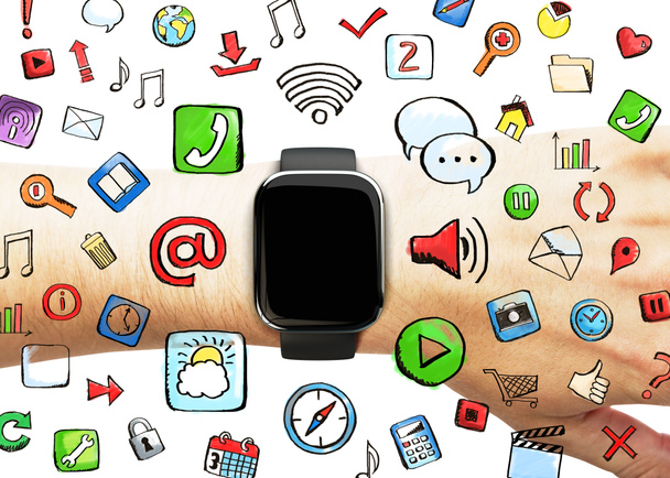 Smart Watch mit Social-Media-Symbolen - Foto, Bild