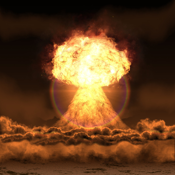 Ισχυρή έκρηξη πυρηνικής βόμβας.  - Φωτογραφία, εικόνα