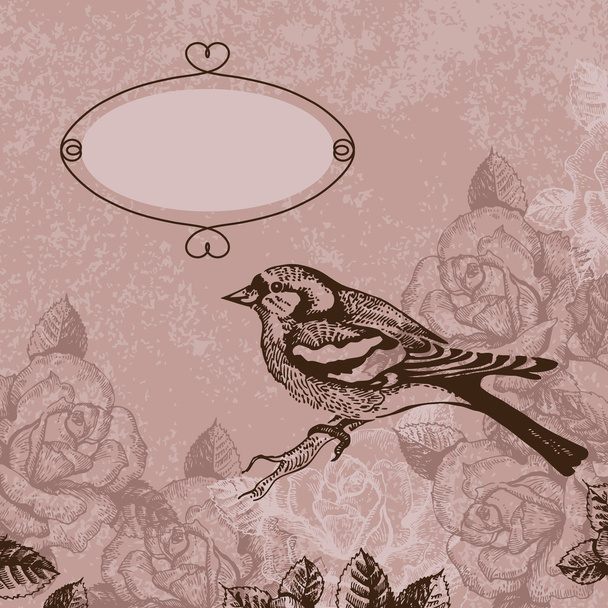 Floral background with bird - Vector, Image
