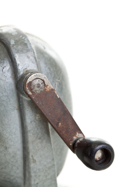 Close-up kliku starý ruční tužka ořezávátko, bílý backgro - Fotografie, Obrázek