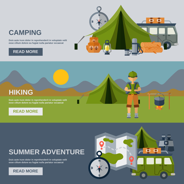 Camping Banner Set - Vector, Image