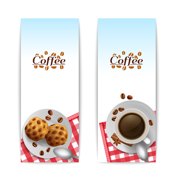 Coffee with cookies breakfast banners set - Vector, Image