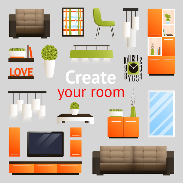 Furniture Objects Set - Vector, Image