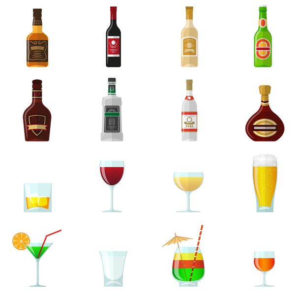 Alcohol Flat Icons - Vector, Image