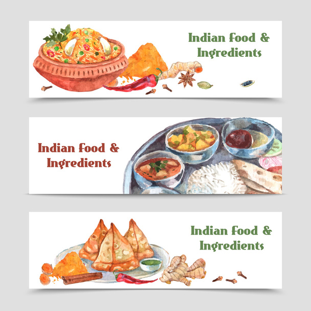 banners de comida indiana conjunto
 - Vetor, Imagem