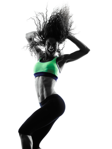 woman zumba dancer dancing exercises silhouette - 写真・画像