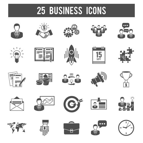 Черные иконки бизнес-стартапов
 - Вектор,изображение