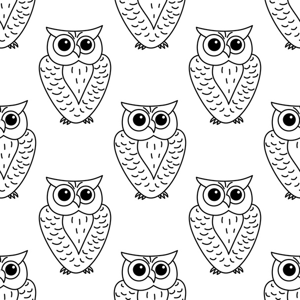 Horned owl seamless background pattern - Vector, Image