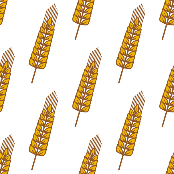 Wheat ears with ripe grains seamless pattern - Vector, afbeelding