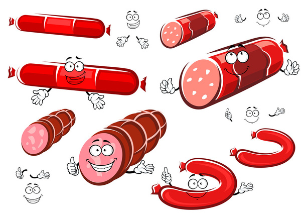 Saucisses de dessins animés, salami, wurst et jambon
 - Vecteur, image