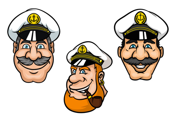 Ship captains in white peaked caps - Vector, afbeelding