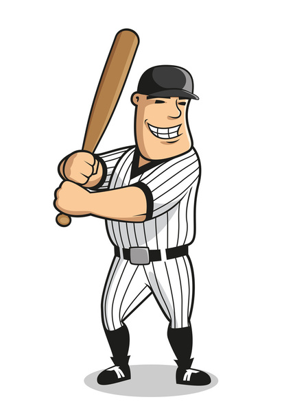 漫画のバットで野球プレイヤー キャラクター  - ベクター画像