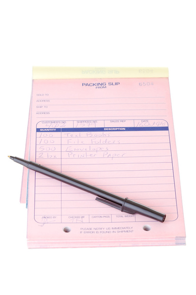 Pink Packing Slip List Pen Pad Isolated White - Photo, Image