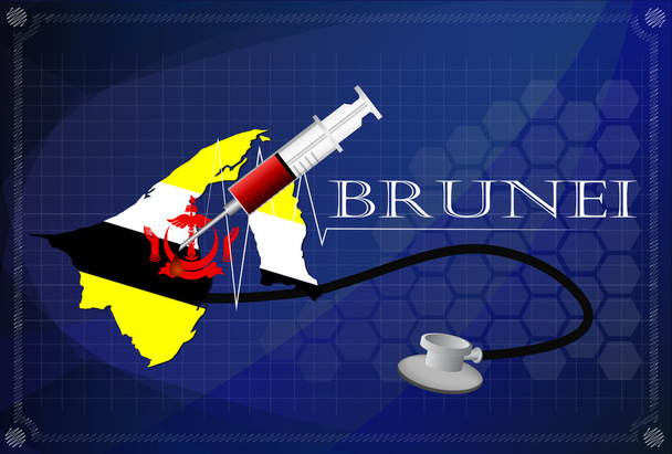 Brunein kartta stetoskoopilla ja ruiskulla
. - Vektori, kuva