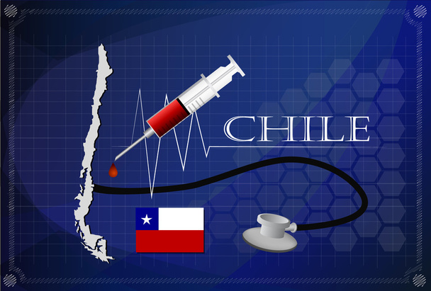 Chilen kartta stetoskooppi ja ruisku
. - Vektori, kuva