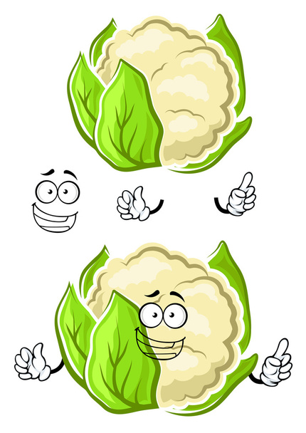 Healthy cauliflower vegetable cartoon character - Διάνυσμα, εικόνα