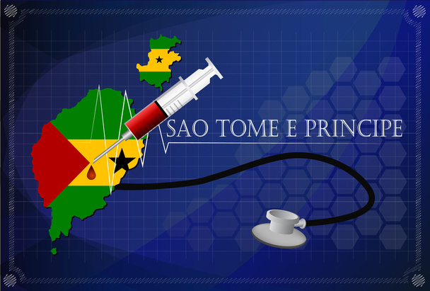 Mapa e Sao Tome Principe z stetoskop i strzykawki. - Wektor, obraz