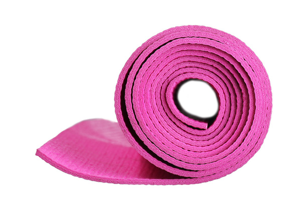 Pink Yoga Mat Isolated on white background - 写真・画像