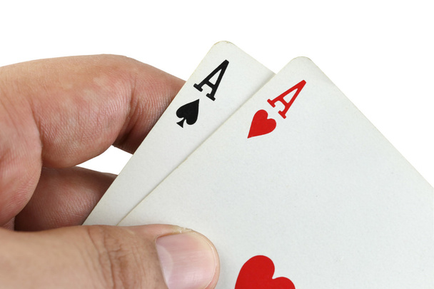 Dvojité A hraní karet v ruce. - Fotografie, Obrázek