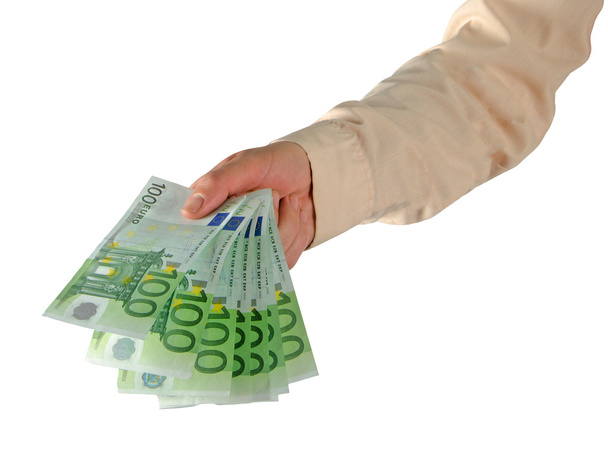 Рука с банкнотами евро
 - Фото, изображение