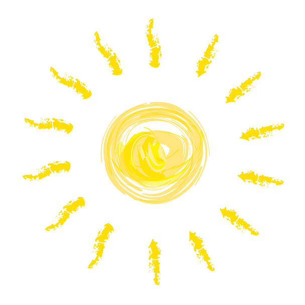 gelbe Sonne gezeichnet - Vektor, Bild