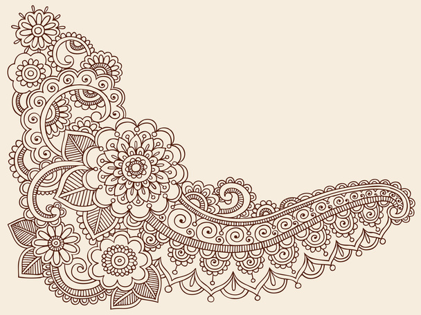 Henna Mehndi Pasiley Flores Doodles Vector
 - Vetor, Imagem