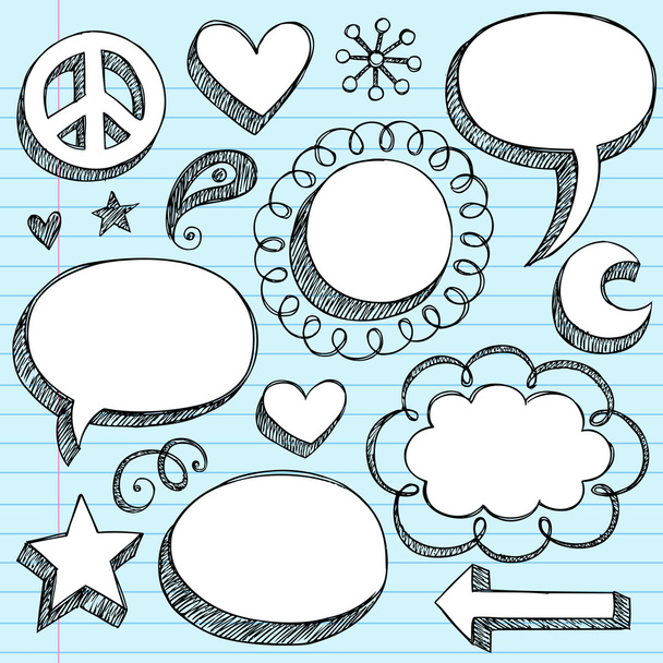 σχηματικό πίσω στο σχολείο doodles φούσκα ομιλία - Διάνυσμα, εικόνα