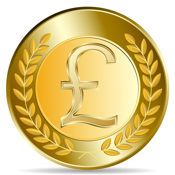 Gold coin with pound sterling sign.  - Vector, Image