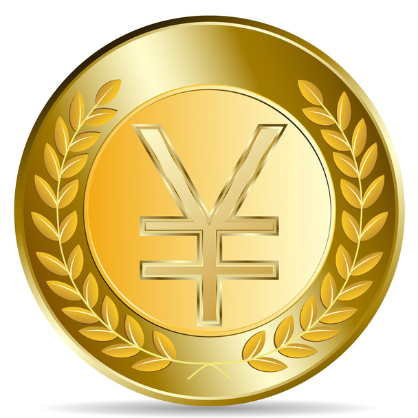 Moneda de oro con signo de yen
.  - Vector, imagen