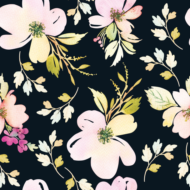 Watercolor flower pattern - Fotó, kép