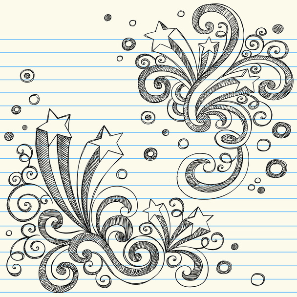 σχηματικό πίσω στο σχολείο starburst σημειωματάριο doodles - Διάνυσμα, εικόνα
