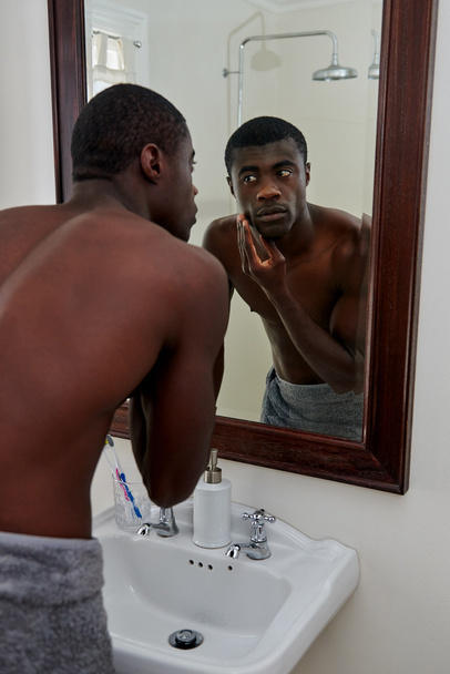 man mirror face reflection - Foto, Imagen