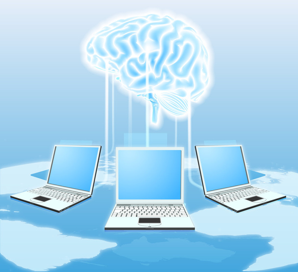 Chmura mózgu komputer koncepcja - Wektor, obraz