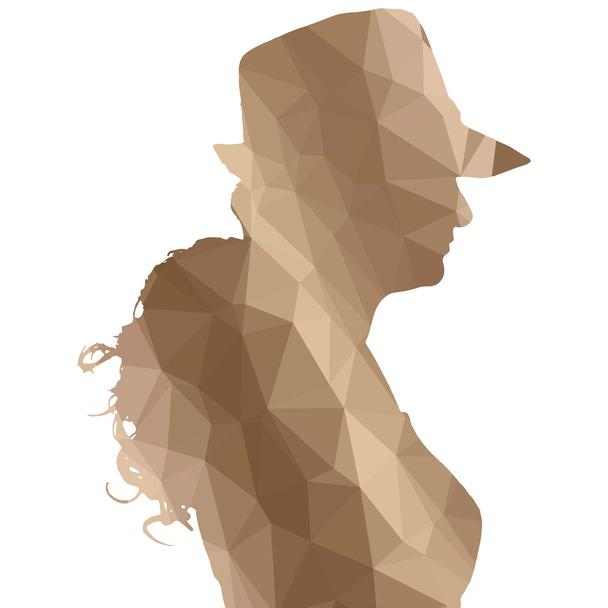 Low poly woman silhouette - Vector, Image