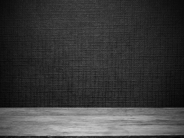 wooden floor and black wallpaper - Photo, Image