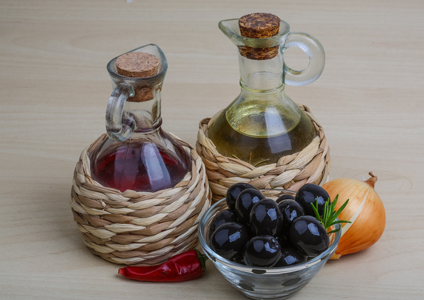 olijfolie en azijn - Foto, afbeelding
