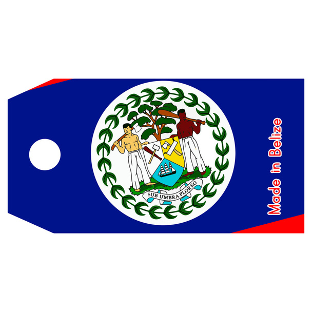 vectorillustratie van Belize vlag op prijskaartje met word gemaakt ik - Vector, afbeelding