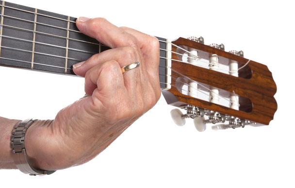 Старая рука и гитара изолированы
 - Фото, изображение