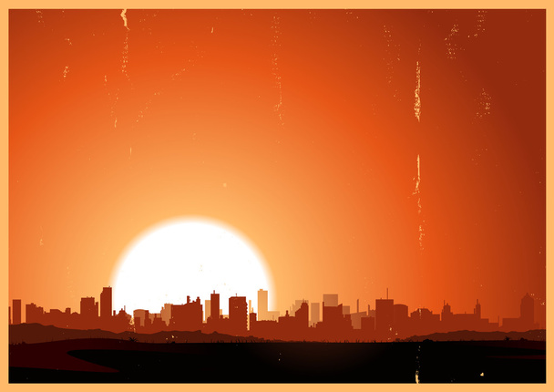 Город летнего восхода солнца
 - Вектор,изображение