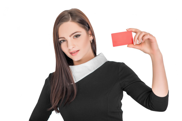  business woman holding credit card - Photo, image