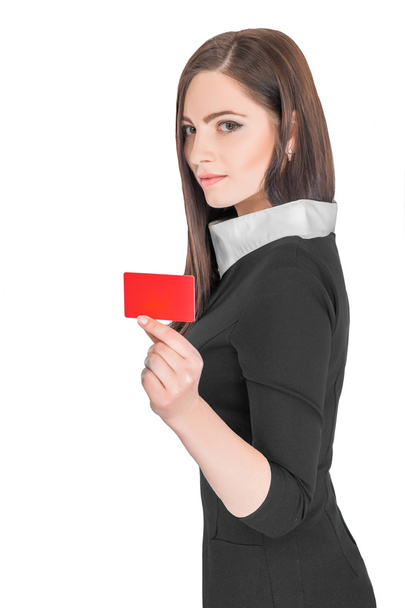  business woman holding credit card - Zdjęcie, obraz