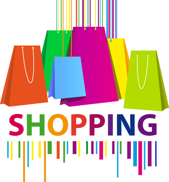 Colourful paper shopping bags  - Vektor, obrázek